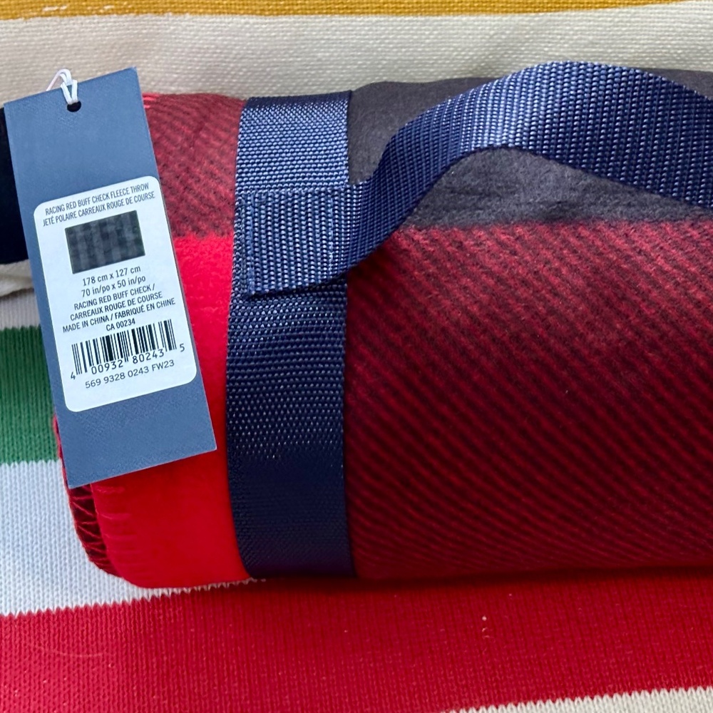 HBC StripesFleece Throw- Racing Red Buffalo Check- NEW with TAGS.